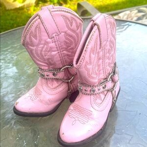 Pink Western Cowboy Boots with Silver Accents